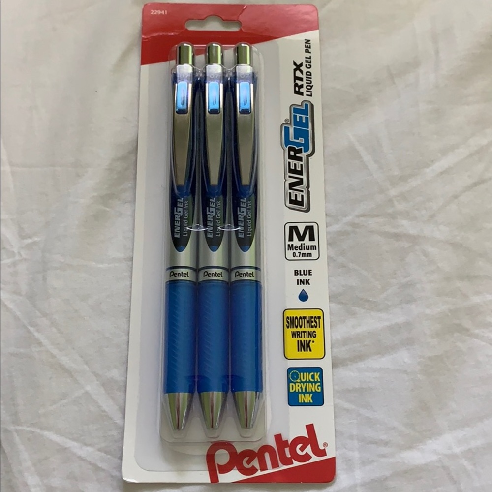 Pentel RTX blue gel pens